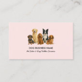 ペット座り犬歩くピンクウォーター色 名刺 (正面)
