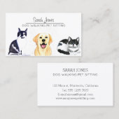 ペット座り犬歩く猫水色 名刺 (正面/裏面)