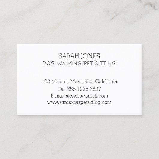 ペット座り犬歩く猫水色 名刺 (裏面)