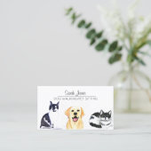 ペット座り犬歩く猫水色 名刺 (スタンド正面)