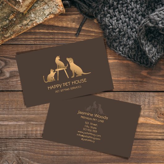 ペット座り犬歩く猫獣医ビジネス 名刺