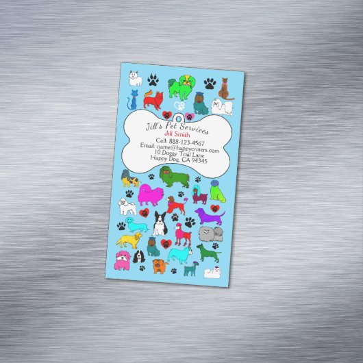 ペット座り、グルーミング&獣医サービスマグネット マグネット名刺 (インサイチュ)
