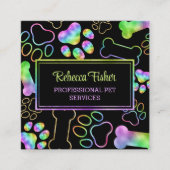 ペット座り、犬の歩く、グルーミング名刺 スクエア名刺 (正面)