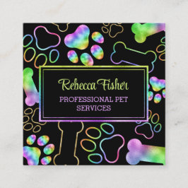 ペット座り、犬の歩く、グルーミング名刺 スクエア名刺