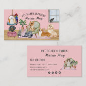 ペット座り、犬の歩く、グルーミング名刺 名刺 (正面/裏面)