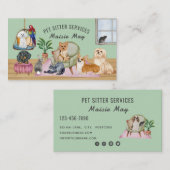 ペット座り、犬の歩く、グルーミング名刺 名刺 (正面/裏面)