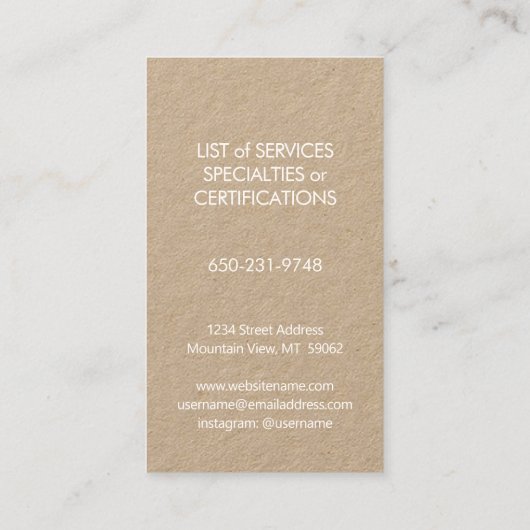 ペット座るトリマーサービスユニーク垂直クラフト 名刺 (裏面)