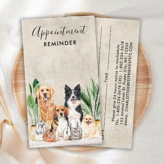 ペット座るドッグウォーカードッグトリマーボホウォーター色 予約カード