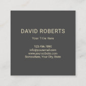 ペット座るモダン金ゴールドドッグシルエットダークゲーリー スクエア名刺 (裏面)