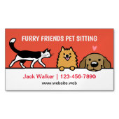 ペット座る犬とタキシード猫ポメラニア犬研究室 マグネット名刺 (正面)