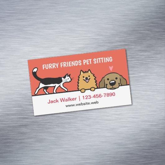 ペット座る犬とタキシード猫ポメラニア犬研究室 マグネット名刺 (インサイチュ)