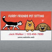 ペット座る犬とタキシード猫ポメラニア犬研究室 マグネット名刺