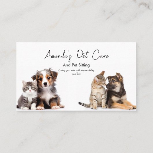 ペット座る,ペットショップ,獣医クリニック,ペットケア 名刺 (裏面)