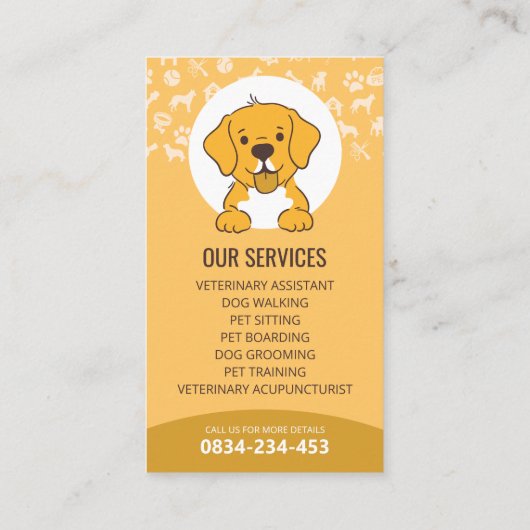 ペット座る，犬の搭乗，獣医クリニック，ペット 名刺 (裏面)