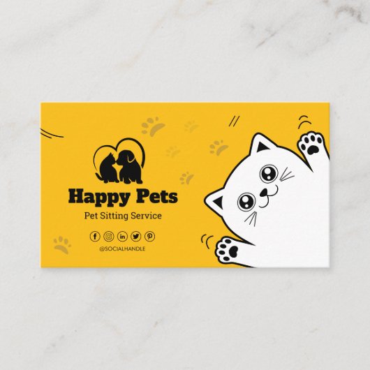 ペット座る，獣医クリニック，獣医，獣医，ペットケア，ペット 名刺 (正面)