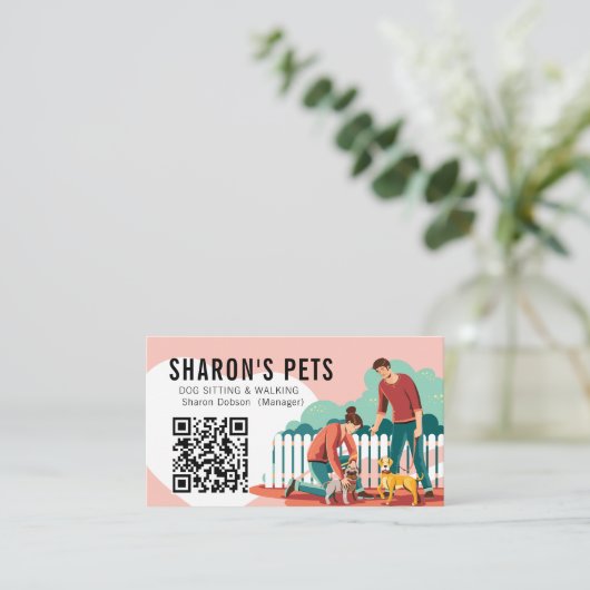 ペット座&犬歩く名刺 名刺 (スタンド正面)