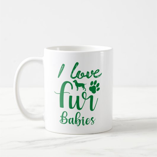 ペット引用文：緑の毛皮のベビーが大好き コーヒーマグカップ (左)