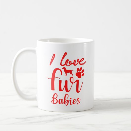 ペット引用文：赤の毛皮のベビーが大好き コーヒーマグカップ (左)