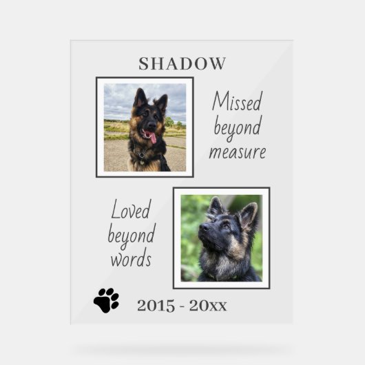 ペット恋しく思メモリーの写真を超えて アクリルサイン (正面)