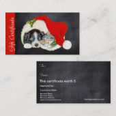 ペット恋人のためのクリスマスのクリスマスのプレゼントの証明書 割引カード (正面/裏面)