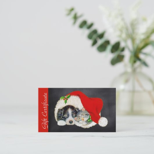 ペット恋人のためのクリスマスのクリスマスのプレゼントの証明書 割引カード (スタンド正面)