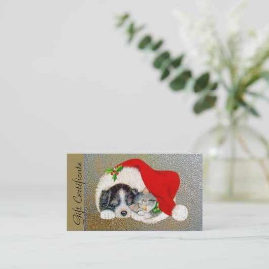 ペット恋人のためのクリスマスのクリスマスのプレゼントの証明書 割引カード (スタンド正面)