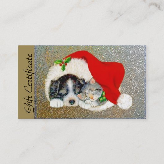 ペット恋人のためのクリスマスのクリスマスのプレゼントの証明書 割引カード (正面)