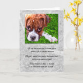 ペット悔やみや弔慰が失われる犬のボクサーと石灰色 カード (黄色い花)