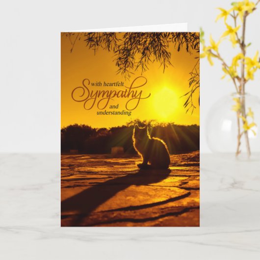 ペット悔やみや弔慰で猫を亡くすアフタヌーン・サンズ カード (黄色い花)