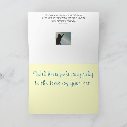 ペット悔やみや弔慰カード-猫(フリードマンのねじれた引用文) カード (内部)