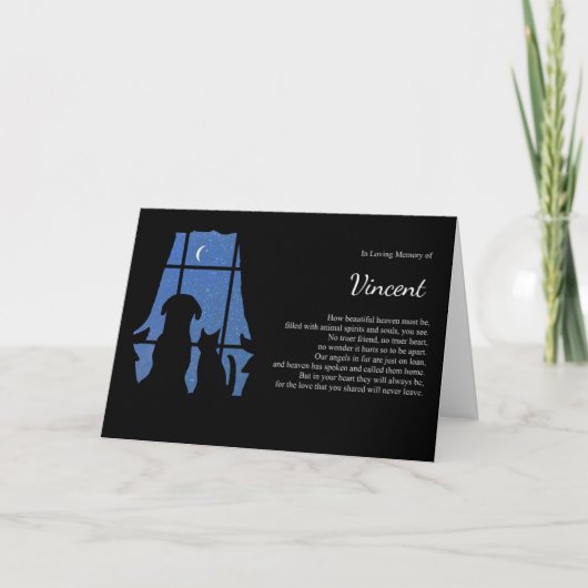ペット悔やみや弔慰ドッグキャット名前をカスタムするスピリチュアル詩 カード (正面)