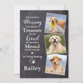 ペット悔やみや弔慰パーソナライズされた3写真犬記念碑 サンキューカード (正面)