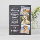 ペット悔やみや弔慰パーソナライズされた3写真犬記念碑 サンキューカード (スタンド正面)