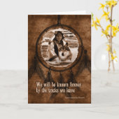 ペット悔やみや弔慰先住民アメリカンウルフアンドドリームキャッチャー カード (黄色い花)