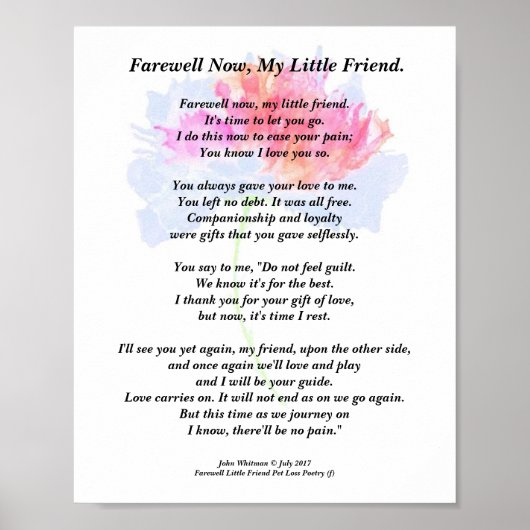 ペット悔やみや弔慰詩プリントバリューポスター(マット) ポスター (正面)