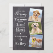 ペット悔やみや弔慰3写真犬パーソナライズされたメモリアル サンキューカード (正面)