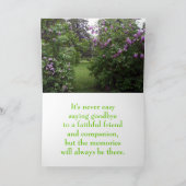 ペット悔やみや弔慰 – ラブリー薄紫ブッシュカード カード (内部)