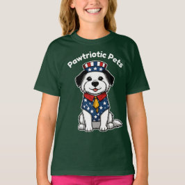 ペット愛にあふれたかわいい動物の パウトリオティック ペット 犬 猫 長袖 Tシャツ