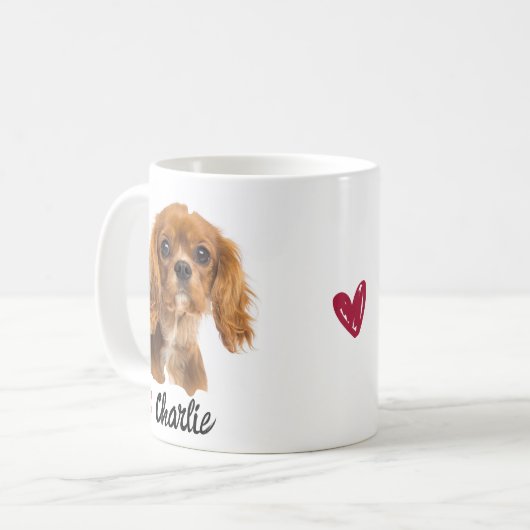 ペット愛カスタム者の写真と名前のギフトモダンー コーヒーマグカップ (正面左)