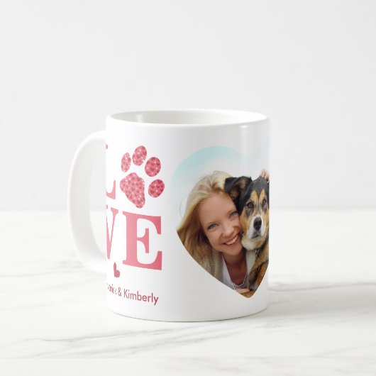 ペット愛ハート写真カスタム犬の恋人バレンタイン コーヒーマグカップ (正面左)
