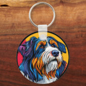 ペット愛好家のためのカラフルな犬の肖像画アクセサリー キーホルダー (正面)
