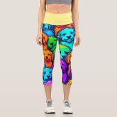 ペット愛好家のためのトレンディー犬のパターン カプリレギンス (正面)