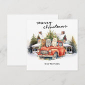 ペット愛好家のためのヴィンテージレッドトラック付き猫 シーズンカード (正面/裏面)