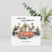 ペット愛好家のためのヴィンテージレッドトラック付き猫 シーズンカード (スタンド正面)