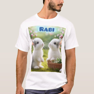 ペット愛好家のための甘いウサギイラストレーションTシャツ Tシャツ