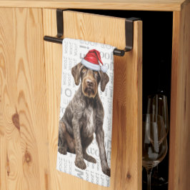 ペット愛好家の休日のワイヤーヘアード・ポインターの犬のクリスマス キッチンタオル