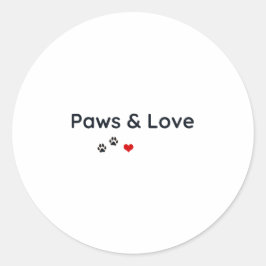 ペット愛好家ステッカー Paws & Love ラウンドシール