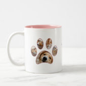 ペット愛好家ピンクのポープリント名写真コラージュ ツートーンマグカップ (左)