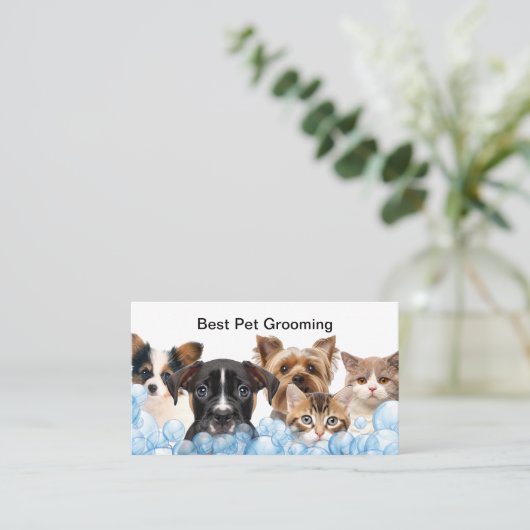 ペット最高のグルーミングアポイントメントカードデザイン 予約カード (スタンド正面)