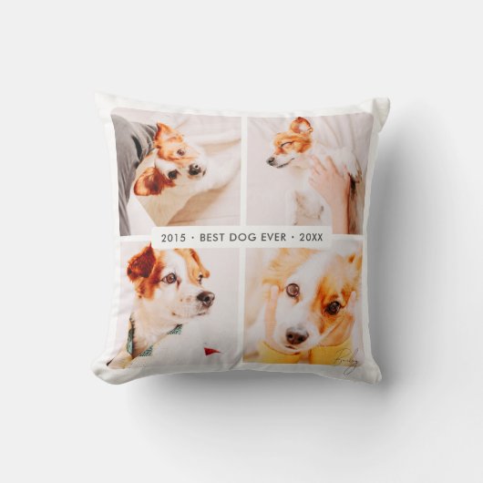 ペット最高のメモリドッグエバモダンー写真コラージュ クッション (正面)